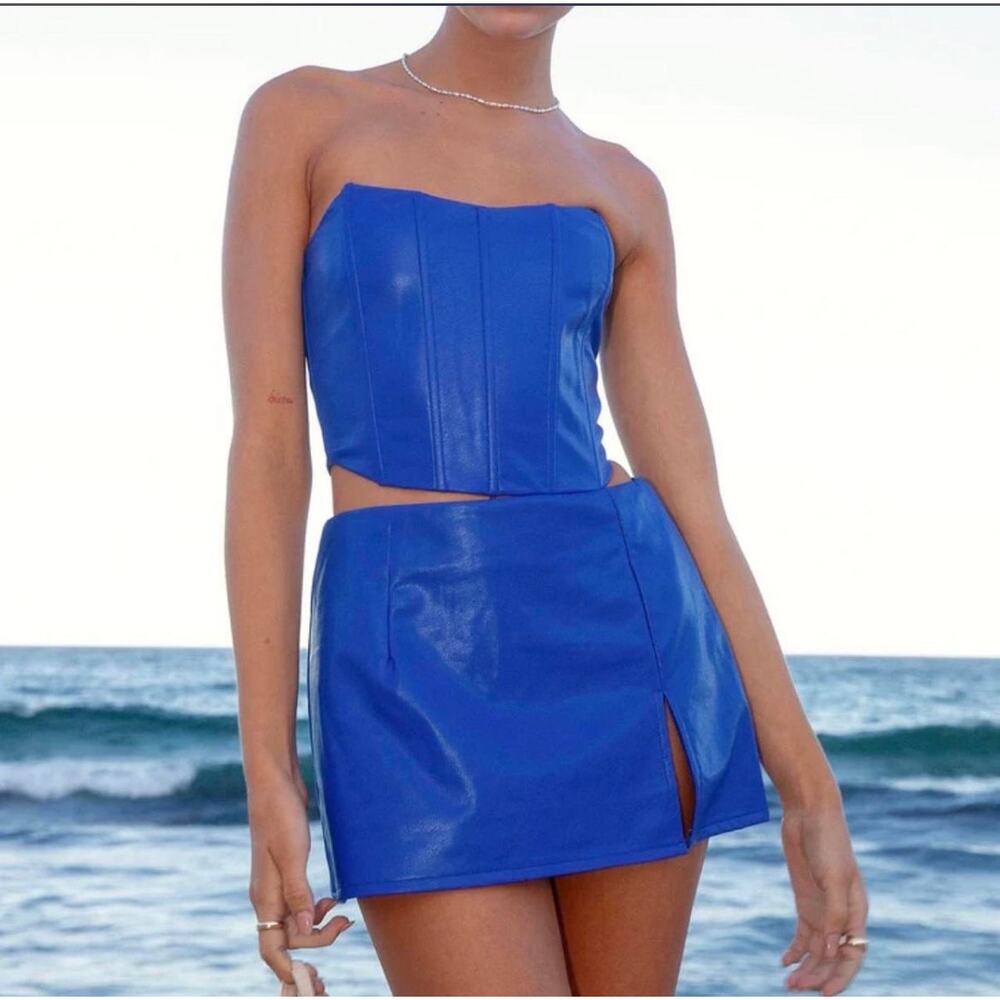 0115 Peppermayo Sao Paulo Mini Skirt Cobalt PU Size 4